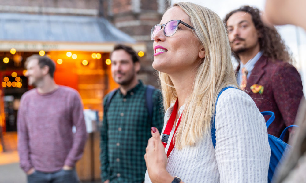 Group of young tourists on a city trip